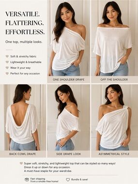 Moda International Off-the-Shoulder White Tunic